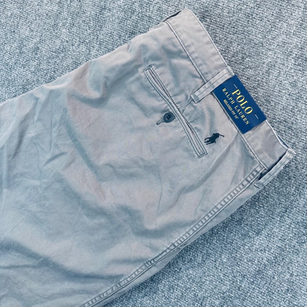 Polo Ralph Lauren Men's 42 Gray Relaxed Fit 10" Cotton Chino Shorts Pony Casual
